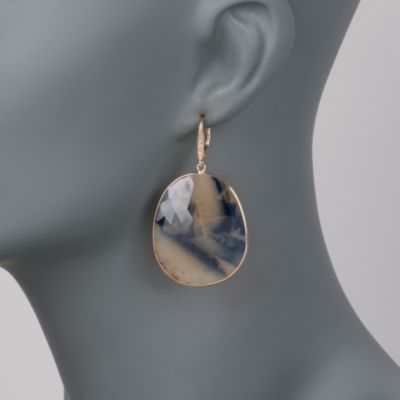 70.00 Carat t.w. Rough-Cut Sapphire Slice Earrings With .10 ct. t.w. Diamonds in 14kt Yellow Gold &mdash; Alt Image 2