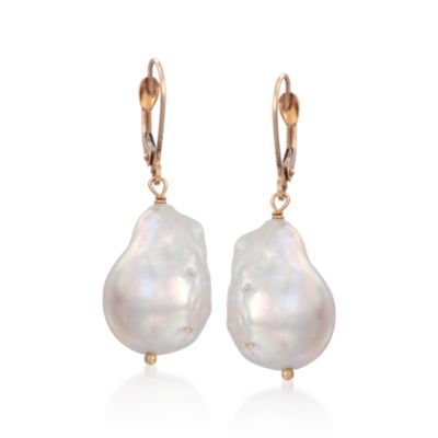11-13mm Baroque Pearl Earrings in 14kt Yellow Gold &mdash; Alt Image 1