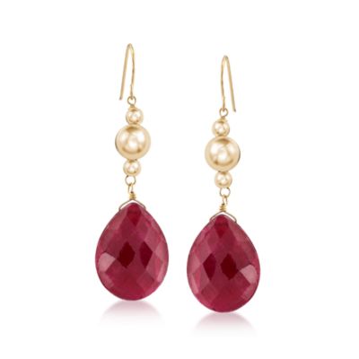 20.00 ct. t.w. Ruby Drop Earrings in 14kt Yellow Gold &mdash; Alt Image 1