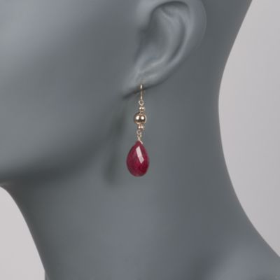 20.00 ct. t.w. Ruby Drop Earrings in 14kt Yellow Gold &mdash; Alt Image 2
