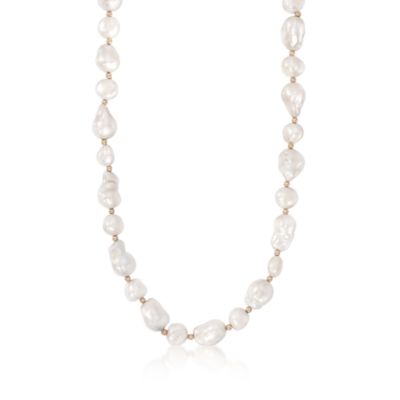 11-13mm Long Baroque Pearl Necklace in 14kt Yellow Gold. 36" &mdash; Alt Image 1