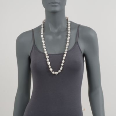 11-13mm Long Baroque Pearl Necklace in 14kt Yellow Gold. 36" &mdash; Alt Image 2
