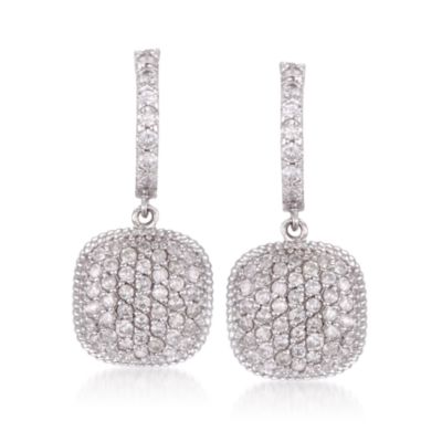 1.30 ct. t.w. Pave Diamond Drop Earrings in 14kt White Gold &mdash; Alt Image 1