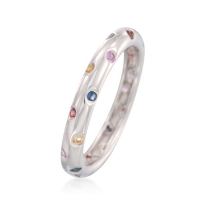 1.50 ct. t.w. Multicolored Sapphire Polka-Dot Ring in Sterling Silver &mdash; Alt Image 3