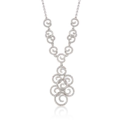1.18 ct. t.w. Diamond Spiral Necklace in 14kt White Gold. 17" &mdash; Alt Image 1