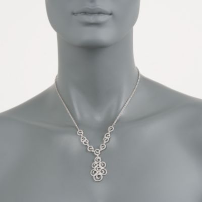 1.18 ct. t.w. Diamond Spiral Necklace in 14kt White Gold. 17" &mdash; Alt Image 2
