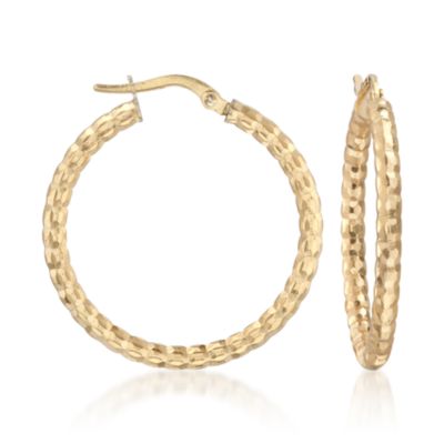 Italian 14kt Yellow Gold Diamond-Cut Hoop Earrings &mdash; Alt Image 1