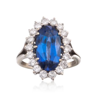 C. 1980 Vintage 4.50 Carat Tanzanite and Diamond Ring in 14kt and 18kt White Gold. Size 7.25 &mdash; Alt Image 1