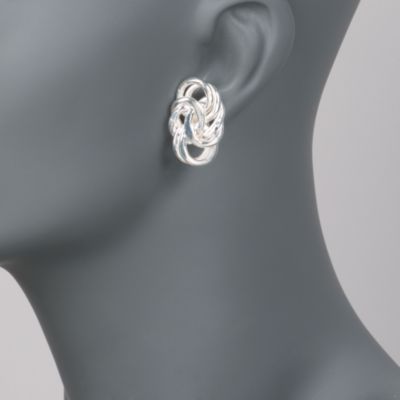 Italian Sterling Silver Byzantine Link Earrings &mdash; Alt Image 2