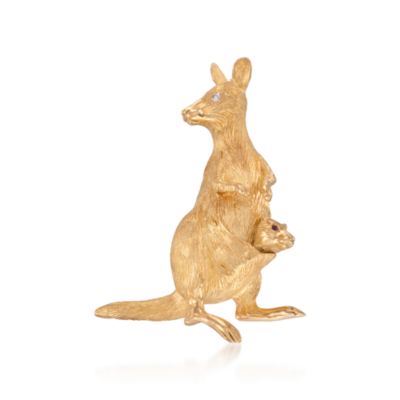 C. 1980 Vintage 18kt Yellow Gold Kangaroo Pin &mdash; Alt Image 1