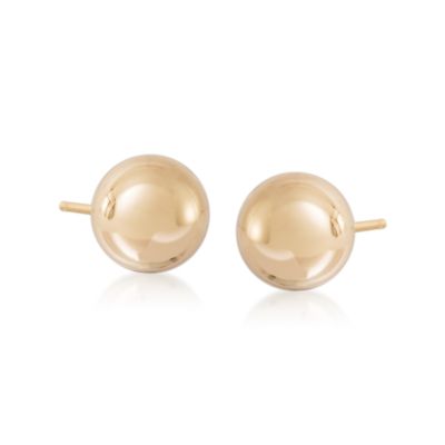 Italian 18kt Yellow Gold 10mm Bead Stud Earrings &mdash; Alt Image 1