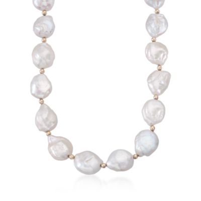 Baroque Coin Pearl Necklace in 14kt Yellow Gold &mdash; Alt Image 1