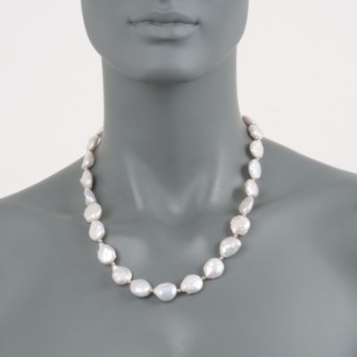 Baroque Coin Pearl Necklace in 14kt Yellow Gold &mdash; Alt Image 2