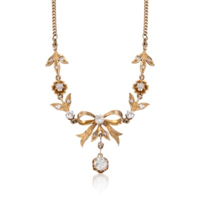C.1950 Vintage 2.10 ct. t.w. Diamond Necklace in 14kt Gold. 15" &mdash; Alt Image 1