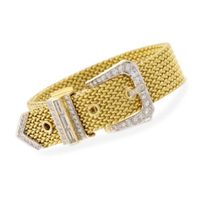 C. 1980 Vintage 2.05 ct. t.w. Diamond Buckle Bracelet in 18kt Yellow Gold &mdash; Alt Image 1