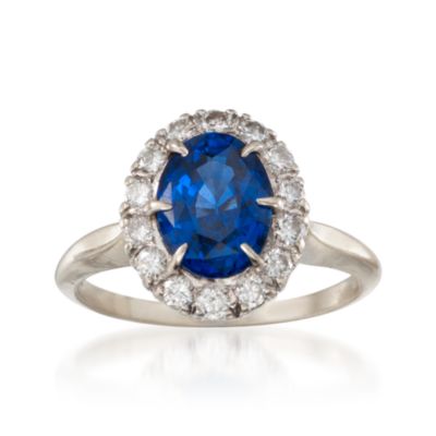 C. 1970 Vintage 2.50 Carat Sapphire and .45 ct. t.w. Diamond Ring in 14kt White Gold. Size 6.5 &mdash; Alt Image 1