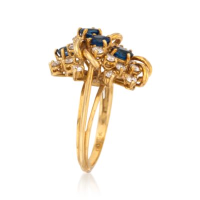 C. 1980 Vintage 1.75 ct. t.w. Sapphire and .75 ct. t.w. Diamond Ring in 18kt Yellow Gold. Size 8.5 &mdash; Alt Image 3
