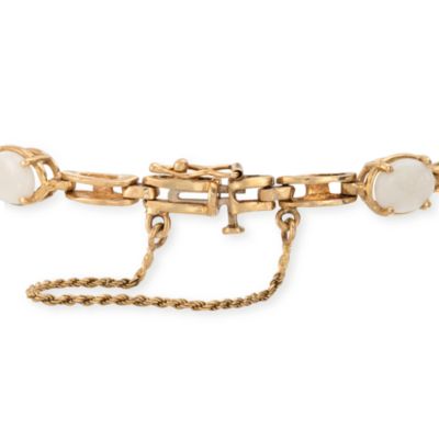 C. 1990 Vintage Opal Station Bracelet in 14kt Yellow Gold. 7" &mdash; Alt Image 3