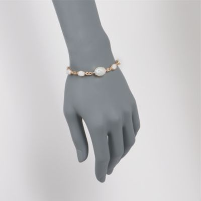 C. 1990 Vintage Opal Station Bracelet in 14kt Yellow Gold. 7" &mdash; Alt Image 2