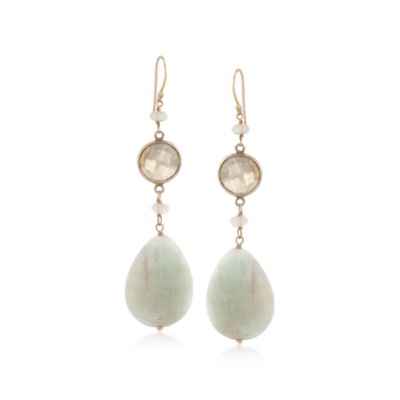 9.00 ct. t.w. Lemon Quartz and Milky Aquamarine Drop Earrings in  18kt Over Sterling &mdash; Alt Image 1