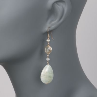 9.00 ct. t.w. Lemon Quartz and Milky Aquamarine Drop Earrings in  18kt Over Sterling &mdash; Alt Image 2