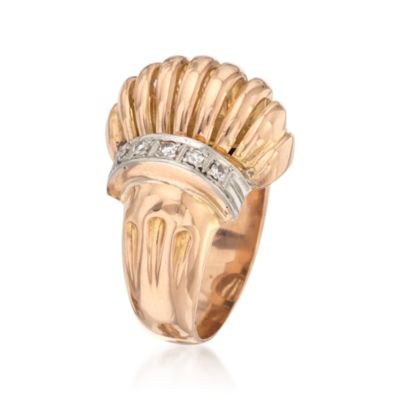 C. 1940 Vintage .20 ct. t.w. Diamond Ridged Ring in 18kt Yellow Gold. Size 6.5 &mdash; Alt Image 3