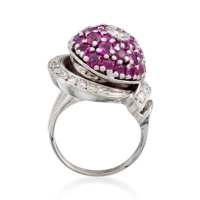 C. 1960 Vintage 3.80 ct. t.w. Ruby and .75 ct. t.w. Diamond Ring in 14kt White Gold. Size 6.5 &mdash; Alt Image 4
