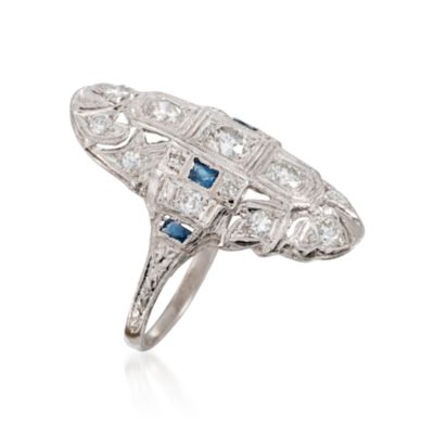 C. 1990 Vintage 1.00 ct. t.w. Diamond Dinner Ring With Sapphires in Platinum. Size 6.5 &mdash; Alt Image 3