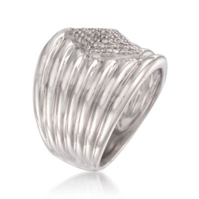 .20 ct. t.w. Diamond Ribbed Ring in Sterling Silver &mdash; Alt Image 3