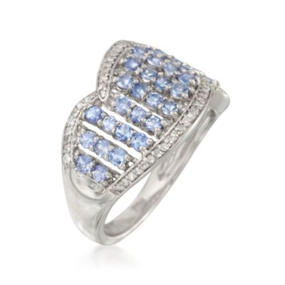 1.20 ct. t.w. Tanzanite and .20 ct. t.w. Diamond Wave Ring in Sterling Silver &mdash; Alt Image 3