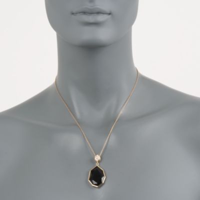 Black Onyx Slice and .13 ct. t.w. CZ Necklace in 14kt Over Sterling &mdash; Alt Image 2