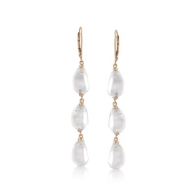 Rock Crystal Linear Earrings in 14kt Yellow Gold &mdash; Alt Image 1
