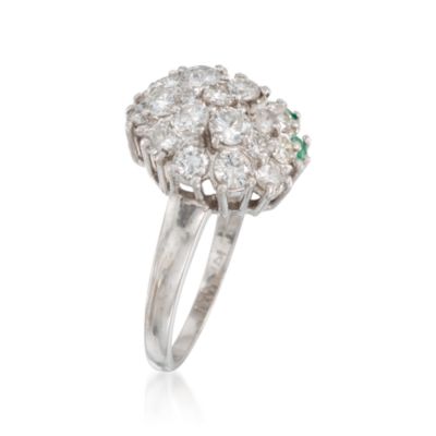 C. 1980 Vintage .40 ct. t.w. Emerald and 1.35 ct. t.w. Diamond Ring in 14kt White Gold. Size 7.5 &mdash; Alt Image 3