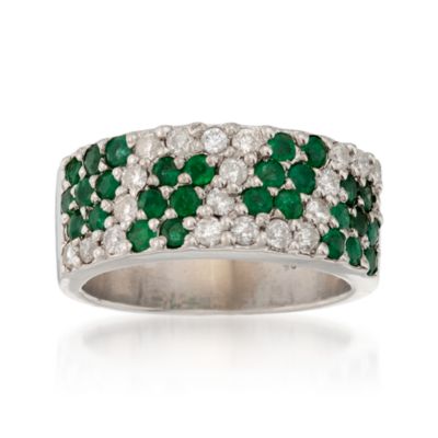 C. 1980 Vintage .80 ct. t.w. Emerald and .50 ct. t.w. Diamond Ring in 14kt White Gold. Size 6.5 &mdash; Alt Image 1