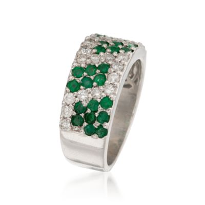 C. 1980 Vintage .80 ct. t.w. Emerald and .50 ct. t.w. Diamond Ring in 14kt White Gold. Size 6.5 &mdash; Alt Image 3