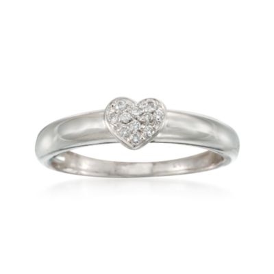 C. 2000 Vintage 18kt White Gold Diamond Heart Ring. Size 6.75 &mdash; Alt Image 1