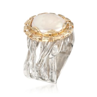 12mm Coin Pearl Ring in Two-Tone &mdash; Alt Image 3