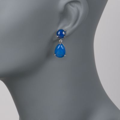 Blue Lapis Drop Earrings in Sterling Silver &mdash; Alt Image 2