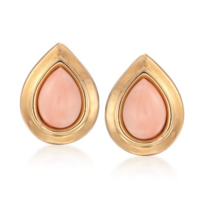 C. 1980 Vintage Coral Earrings in 14kt Yellow Gold &mdash; Alt Image 1