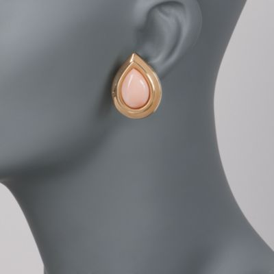 C. 1980 Vintage Coral Earrings in 14kt Yellow Gold &mdash; Alt Image 2