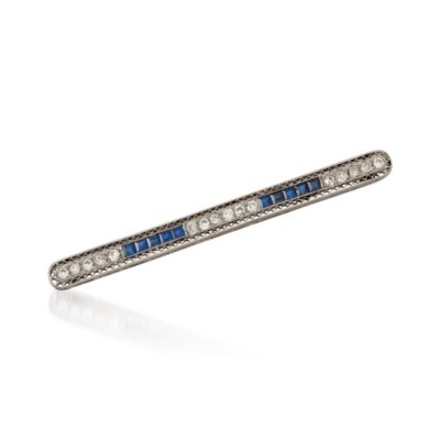 C. 1920 Vintage 1.15 ct. t.w. Faux Sapphire and 1.10 ct. t.w. Diamond Pin in Two-Tone &mdash; Alt Image 1