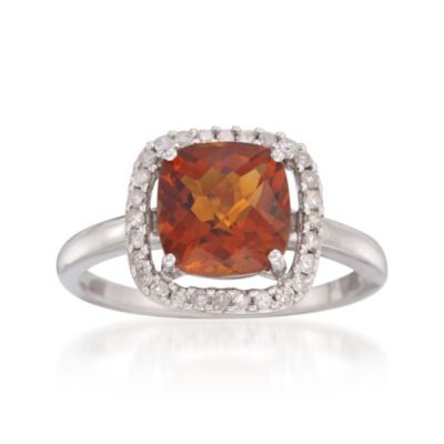 2.20 Carat Citrine and .20 ct. t.w. Diamond Ring in Sterling Silver &mdash; Alt Image 1