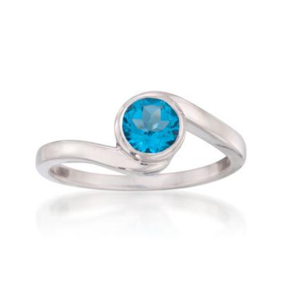 .90 Carat Blue Topaz Ring in Sterling Silver. Size 7 &mdash; Alt Image 1