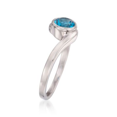 .90 Carat Blue Topaz Ring in Sterling Silver. Size 7 &mdash; Alt Image 3