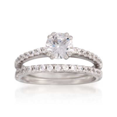 1.30 ct. t.w. CZ Wedding Ring Set in Sterling Silver &mdash; Alt Image 1