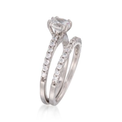 1.30 ct. t.w. CZ Wedding Ring Set in Sterling Silver &mdash; Alt Image 3