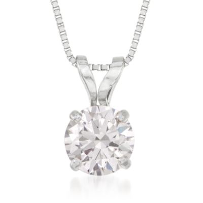 .50 Carat CZ Pendant Necklace in 14kt White Gold. 18" &mdash; Alt Image 1