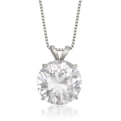 3.00 Carat CZ Pendant Necklace in 14kt White Gold. 18" &mdash; Alt Image 1