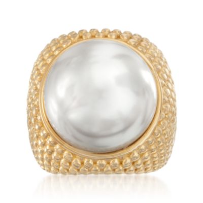 Italian Faux Pearl Ring in 24kt Over Sterling &mdash; Alt Image 1