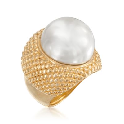 Italian Faux Pearl Ring in 24kt Over Sterling &mdash; Alt Image 3